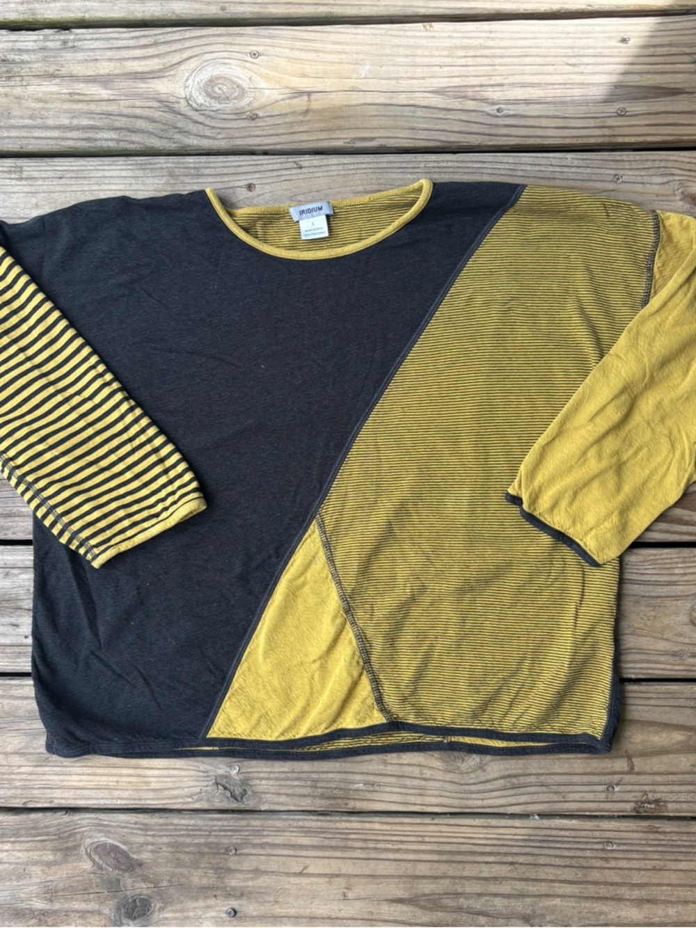 Iridium Black and Yellow Pima Cotton Striped Shirt